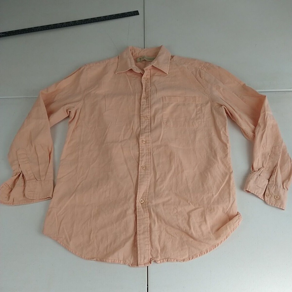 Boca Classics Shirt Mens S Peach Linen/Cotton Tropical Long Sleeve Button Down